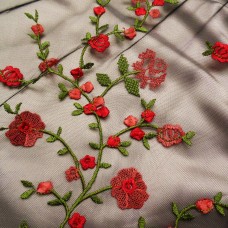 Ткань Сетка с вышивкой (цветы)